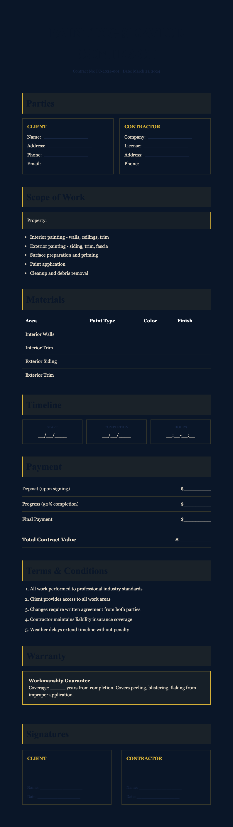 Midnight luxury painting contract